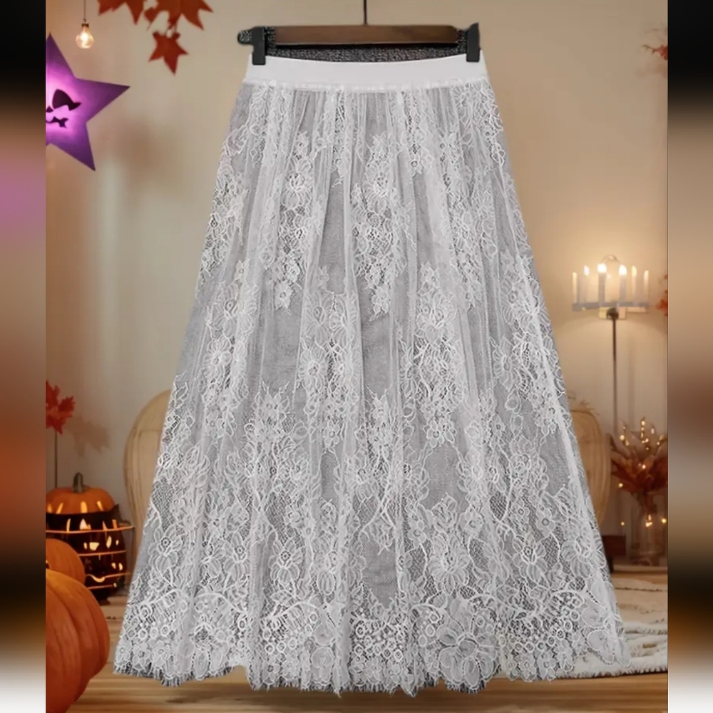 Lace Overlay Skirt